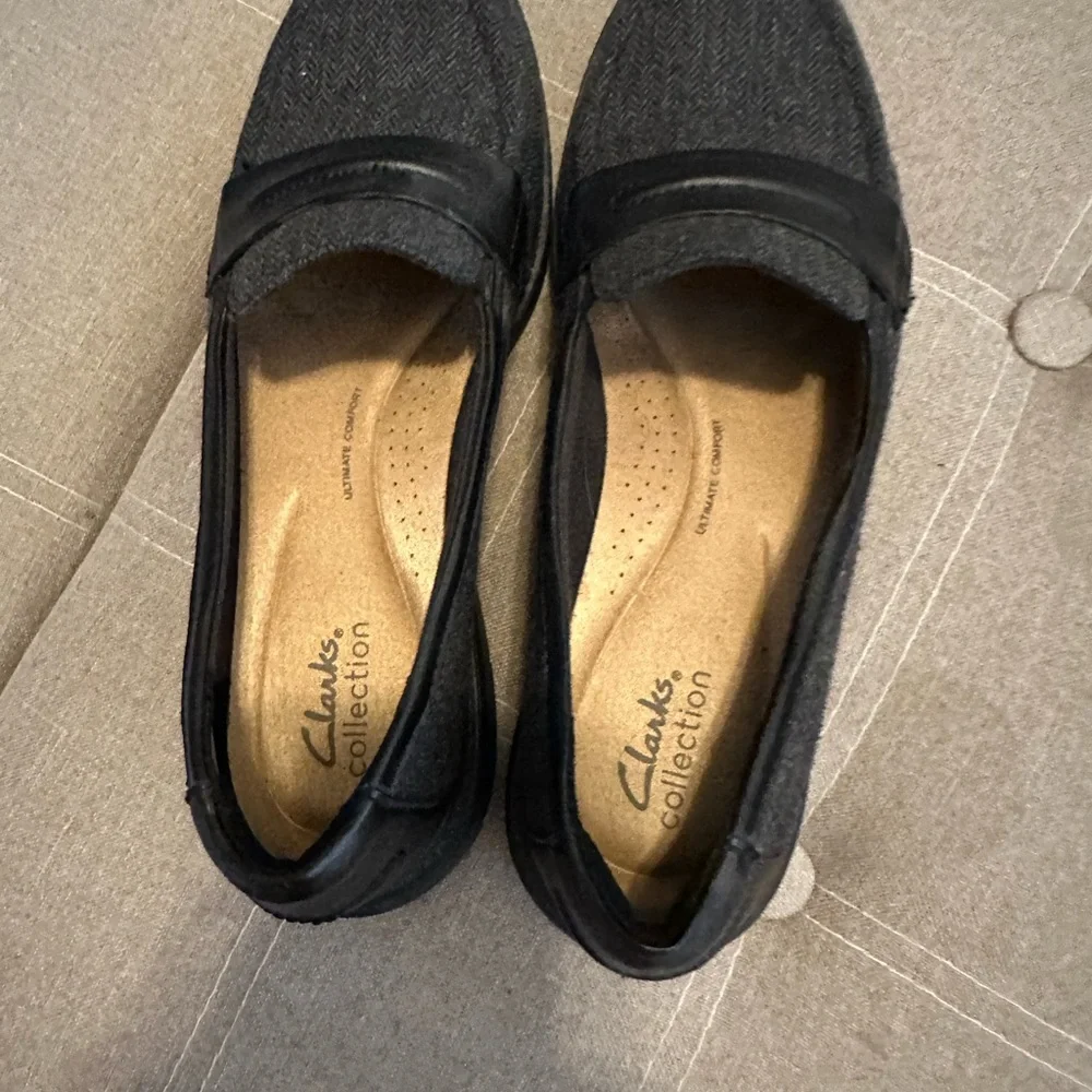 Clarks Tweed and Leather Loafers Size 10M - Picture 3 of 6